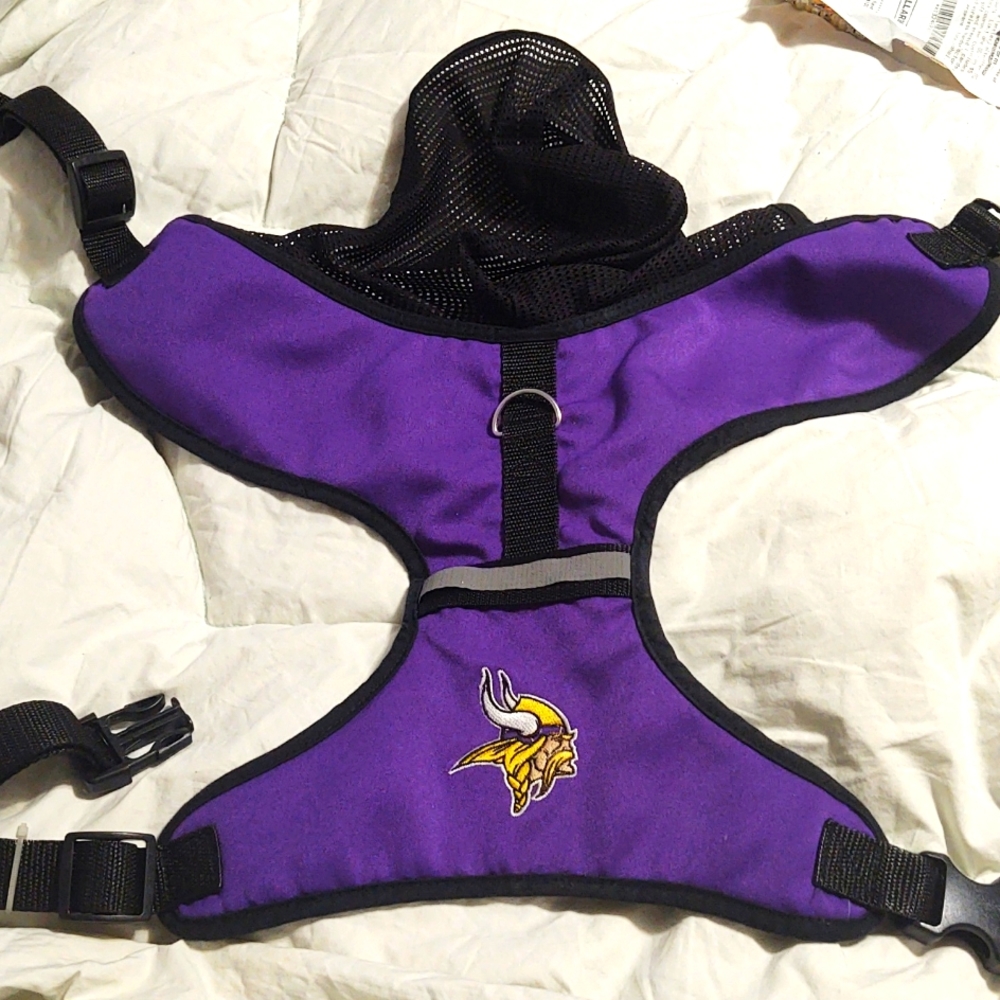 Pets First- Adjustable "Minnesota Vikings" Dog Hoodie/Harness Size Large